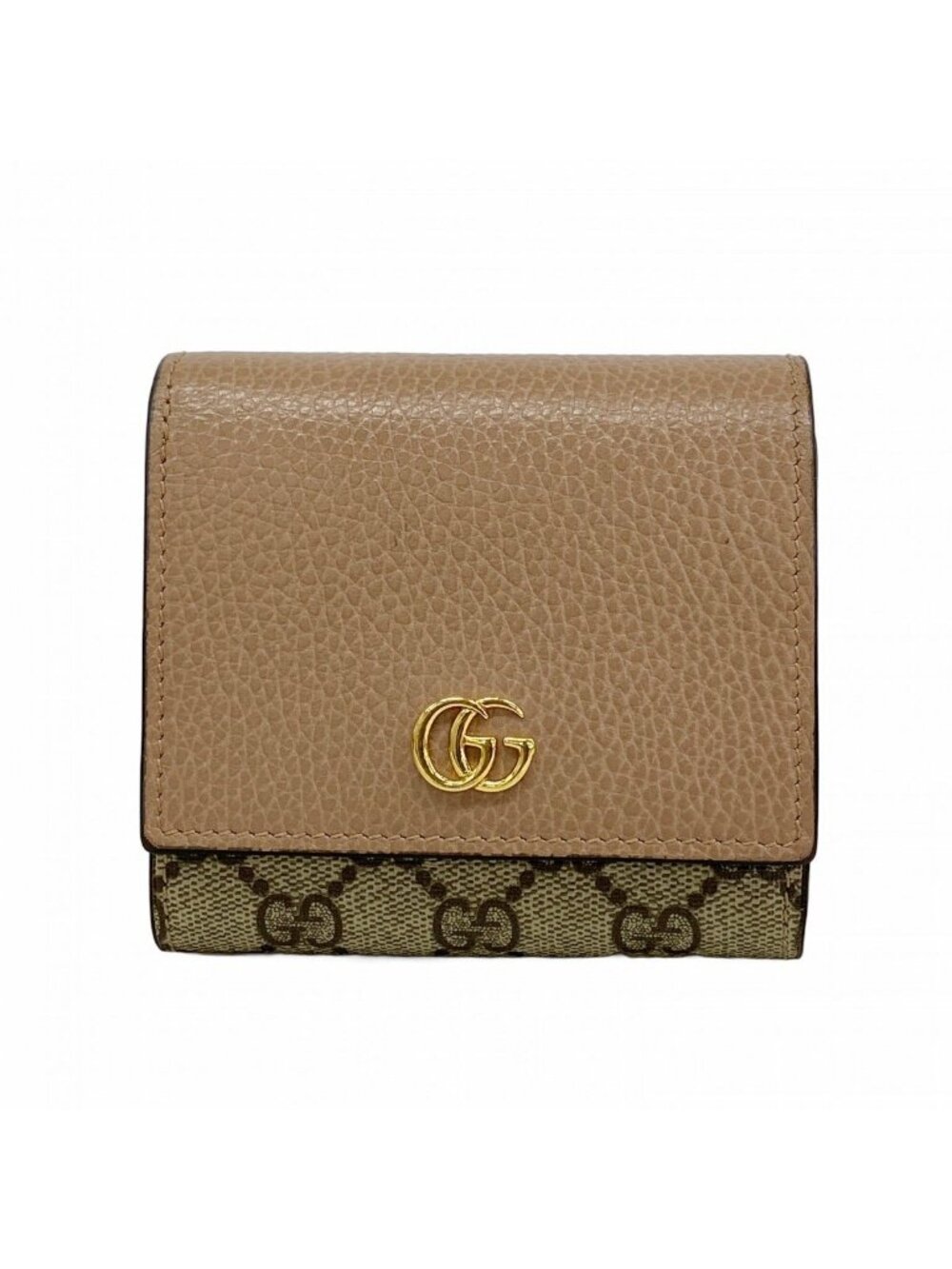 Gucci Wallet GG Marmont Supreme Leather Pink Brown Gold